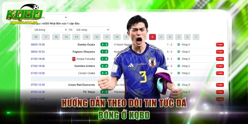 Hướng dẫn theo dõi tin tức đá bóng ở KQBD